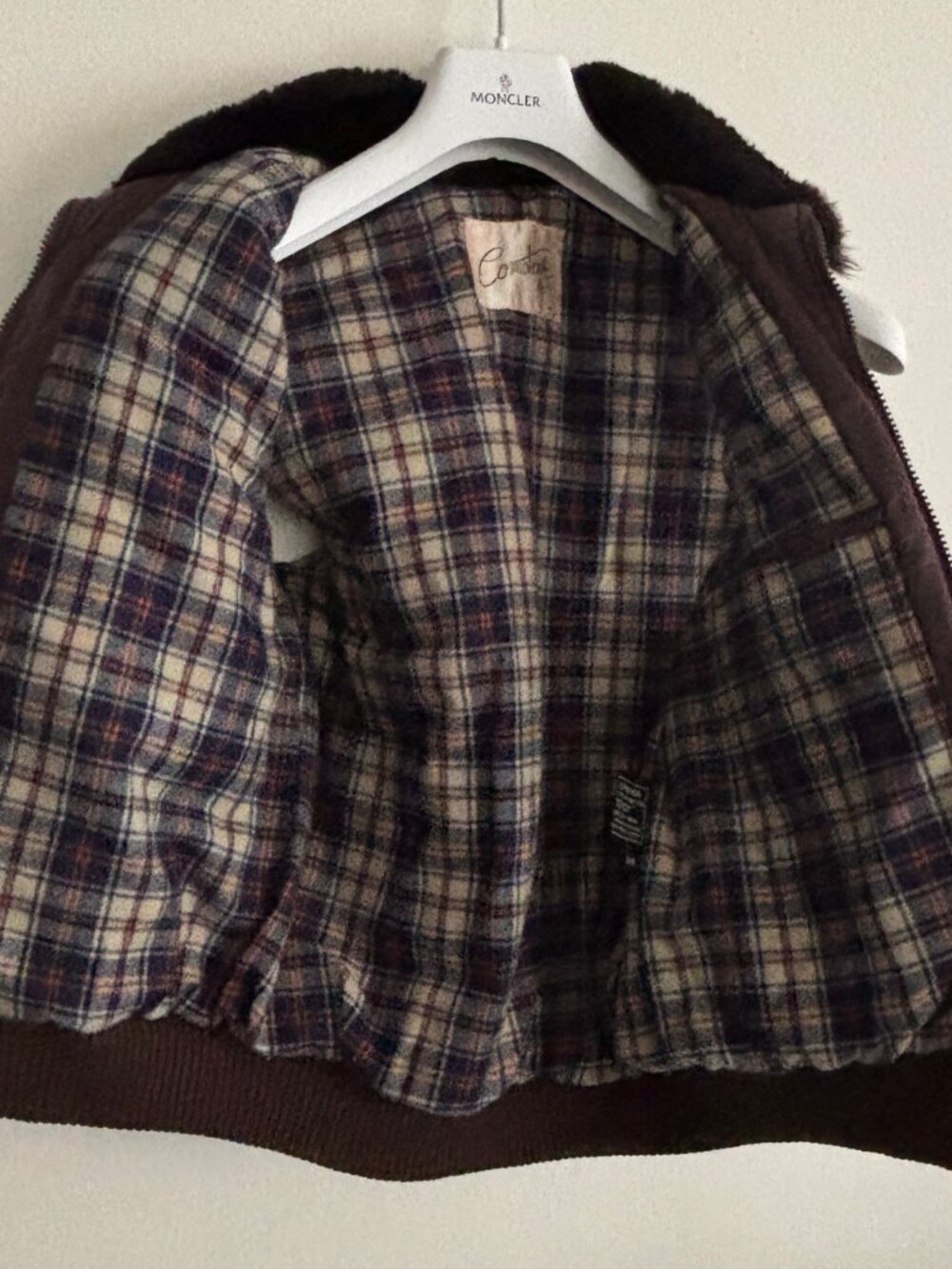 Comstock Brown Quilted Leather Vest/ Shearling Collar - 38 Small/Medium - Picture 5 of 13